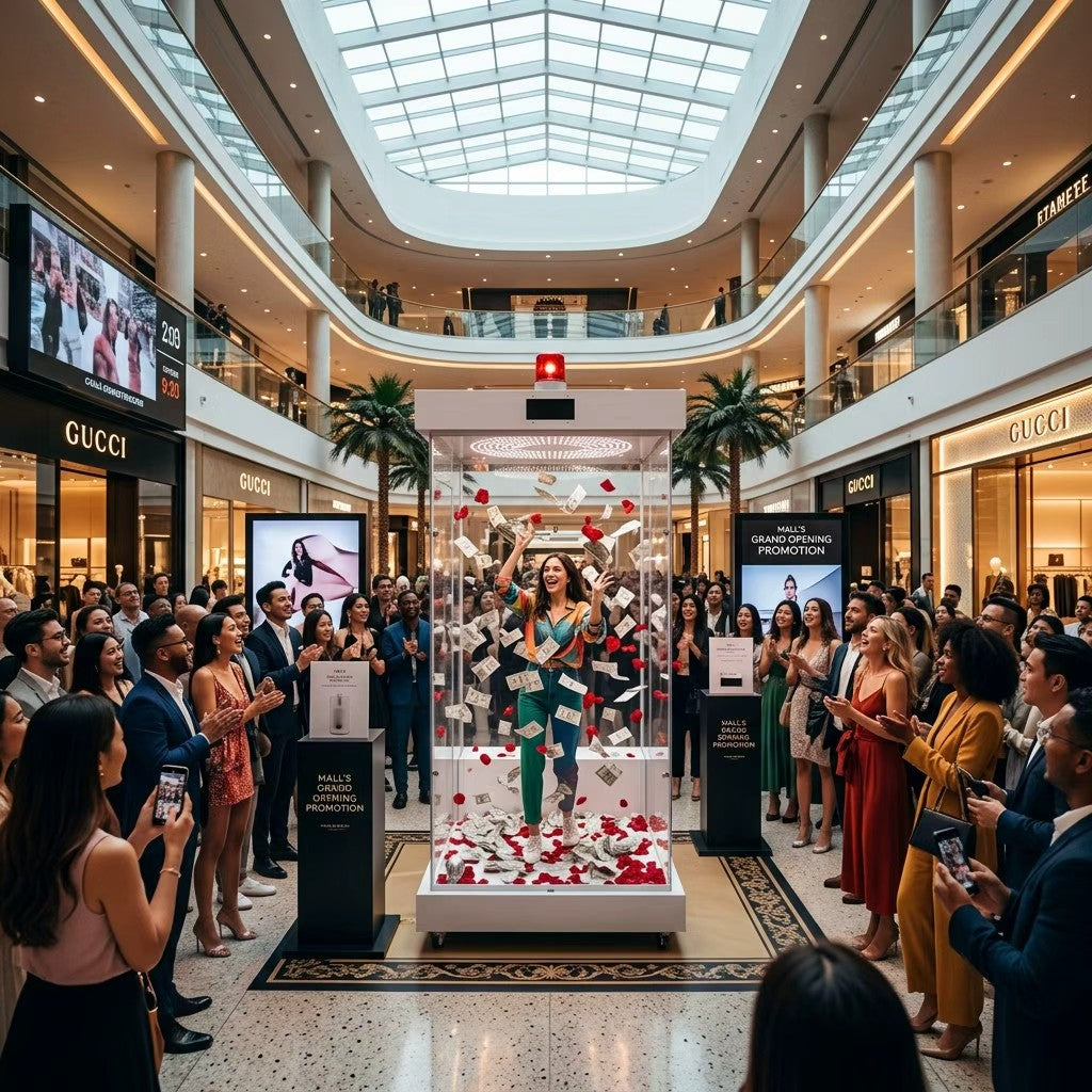 Cash catcher in a shopping mall